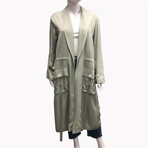 Jonathan Simkhai Lightweight Olive Green Long Trench Duster